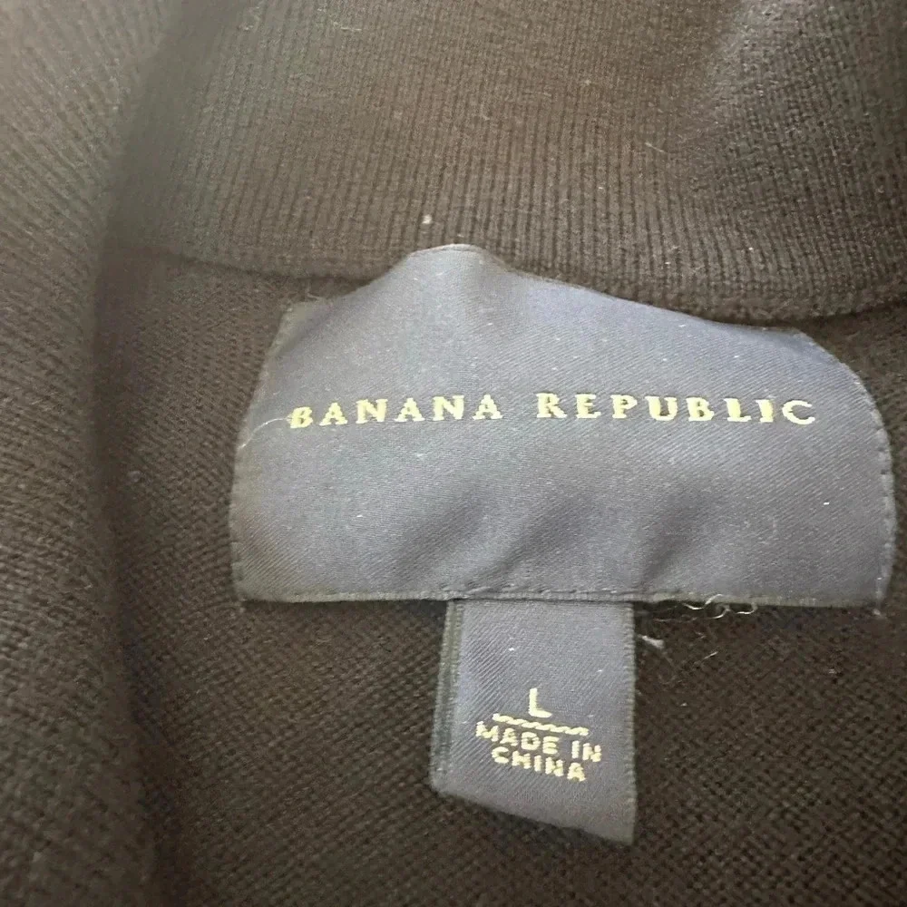 Banana Republic Black Faux Leather Front Bomber Jacket Moto Luxury Size Large